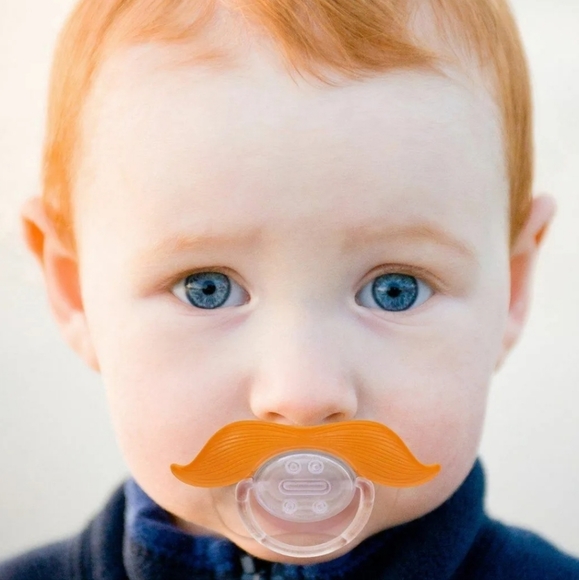 Mustachifier The Gentleman Ginger Mustache Pacifier Funny Baby Silicone Binkie - Picture 2 of 4